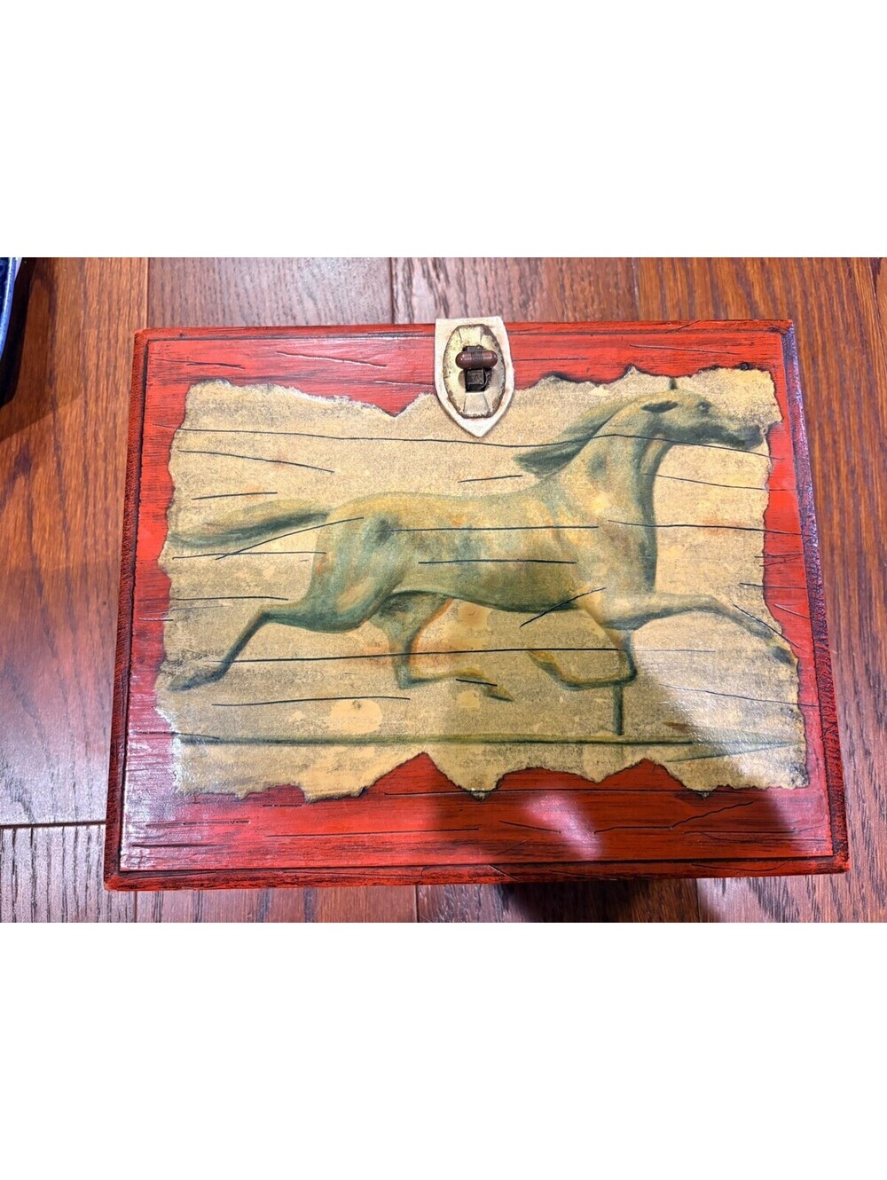Wooden Horse Box Storage Trinkets Jewelry Letter Rustic Farmhouse Decor